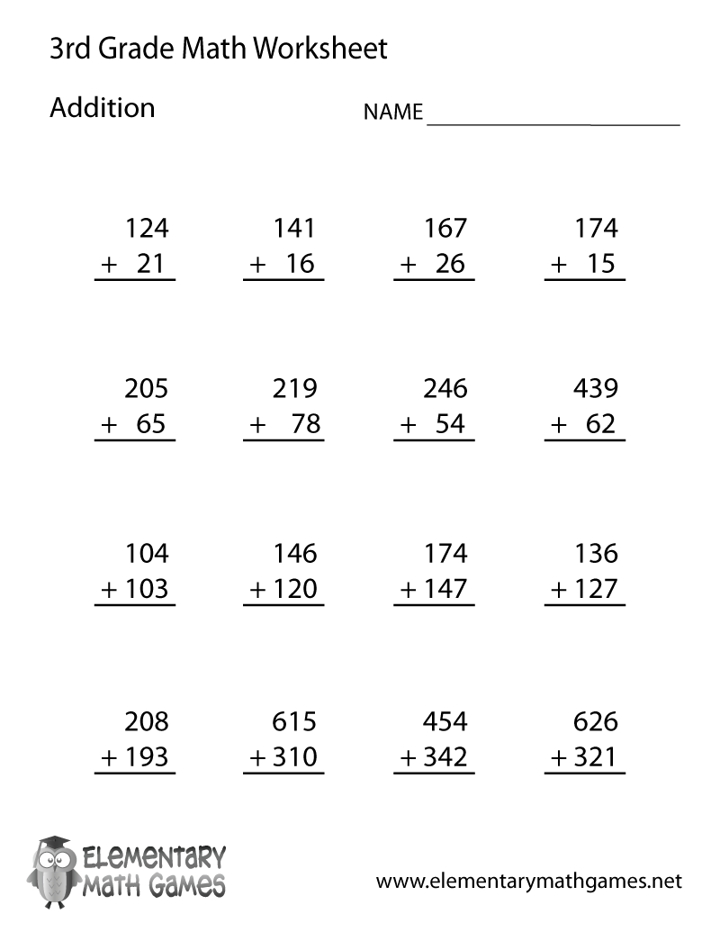 3rd Grade Addition Worksheet 3rd Grade Addition Worksheet
