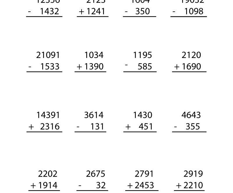 5th Grade Arithmetic Worksheet Printable