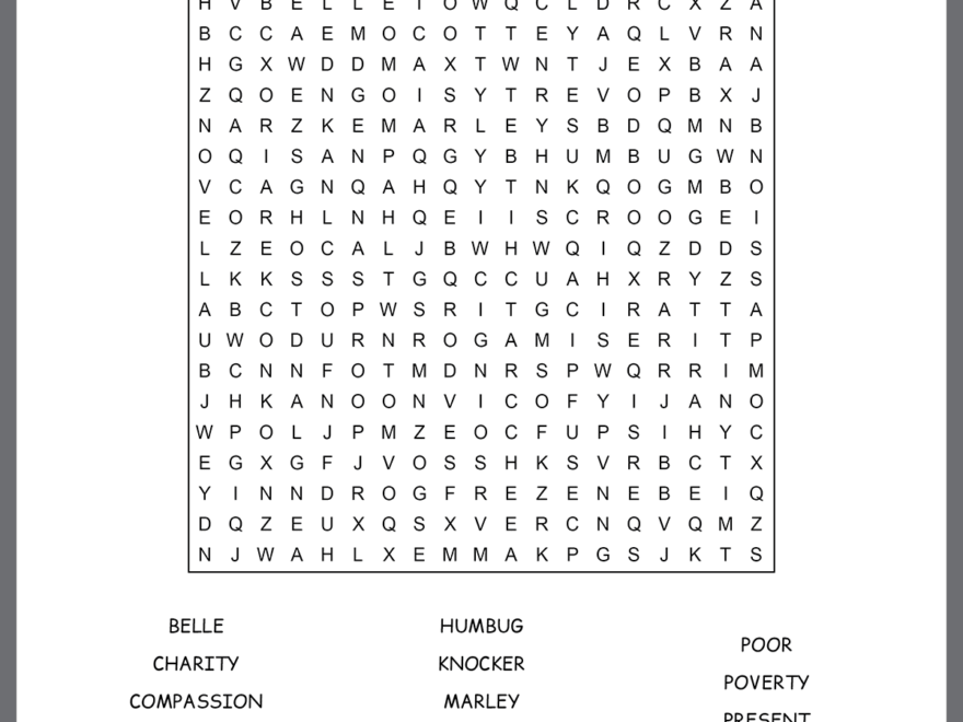 A Christmas Carol Word Search shtml