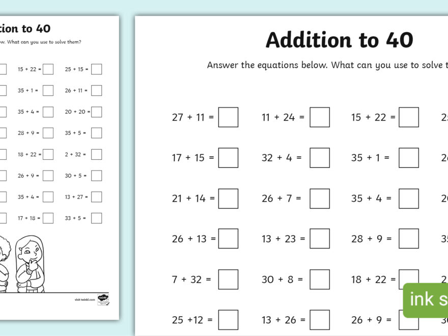 Addition To 40 Activity Sheet T M 1669124878