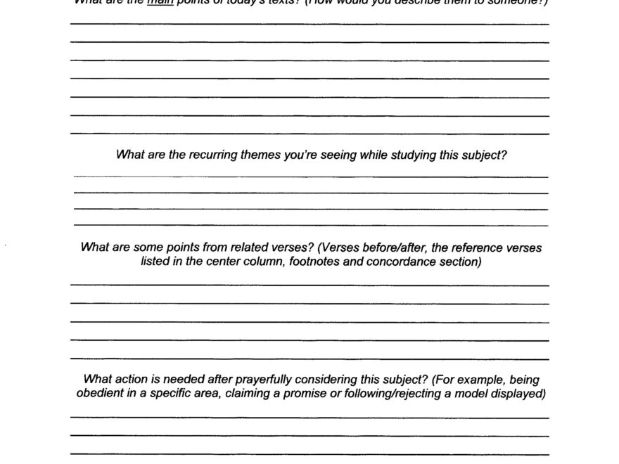 Bible Study Worksheets