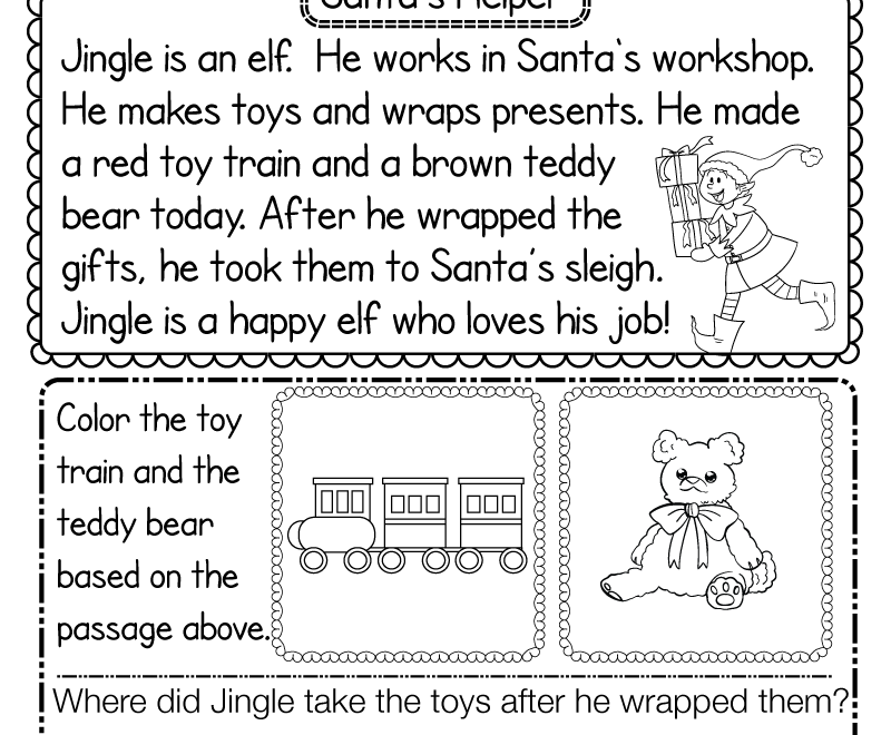 Christmas Reading Worksheet Printable