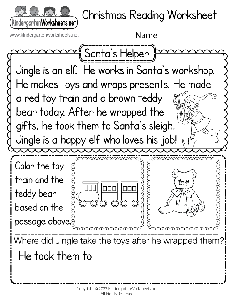 Christmas Reading Worksheet Printable Christmas Reading Worksheet Printable