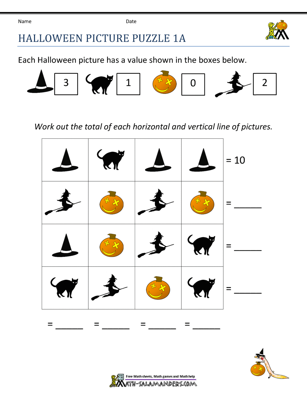 First Grade Math Worksheets Halloween First Grade Math Worksheets Halloween
