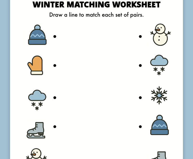 Free Printable Winter Matching Worksheet