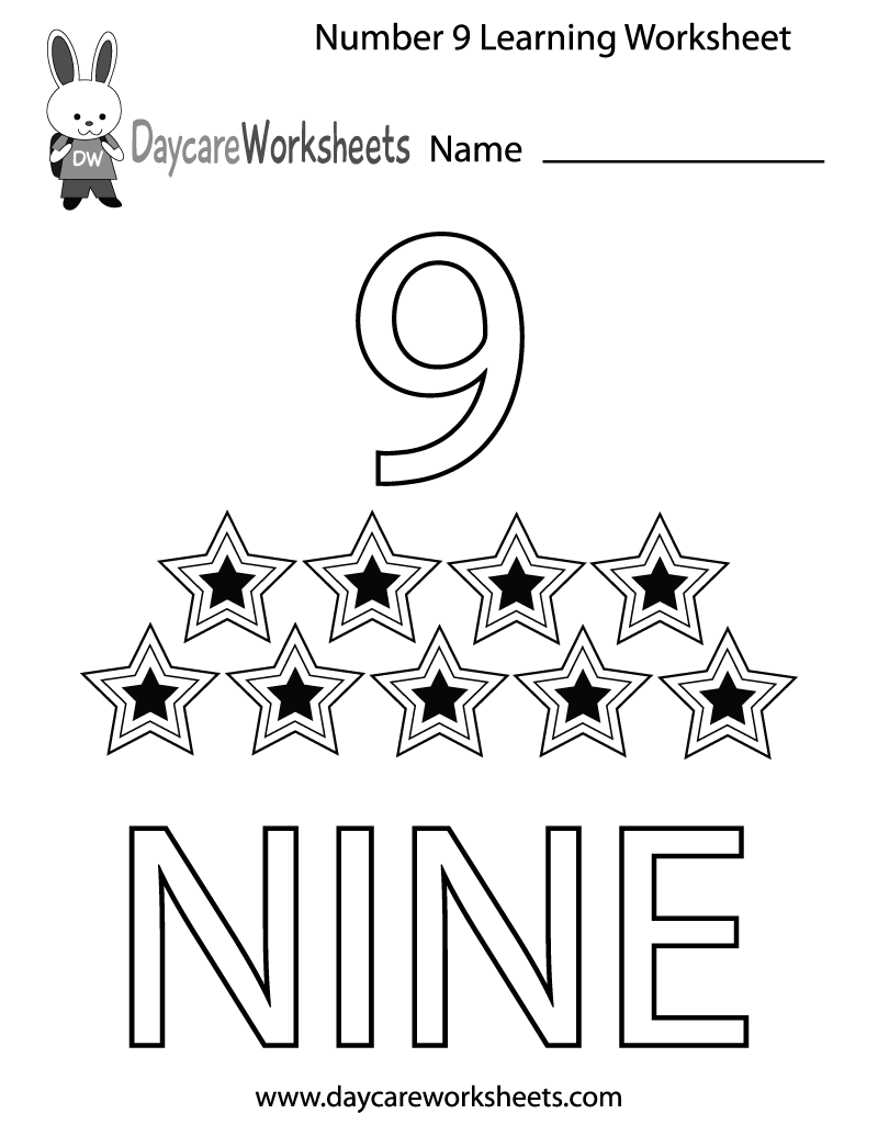Number Nine Learning Worksheet Printable Number Nine Learning Worksheet Printable