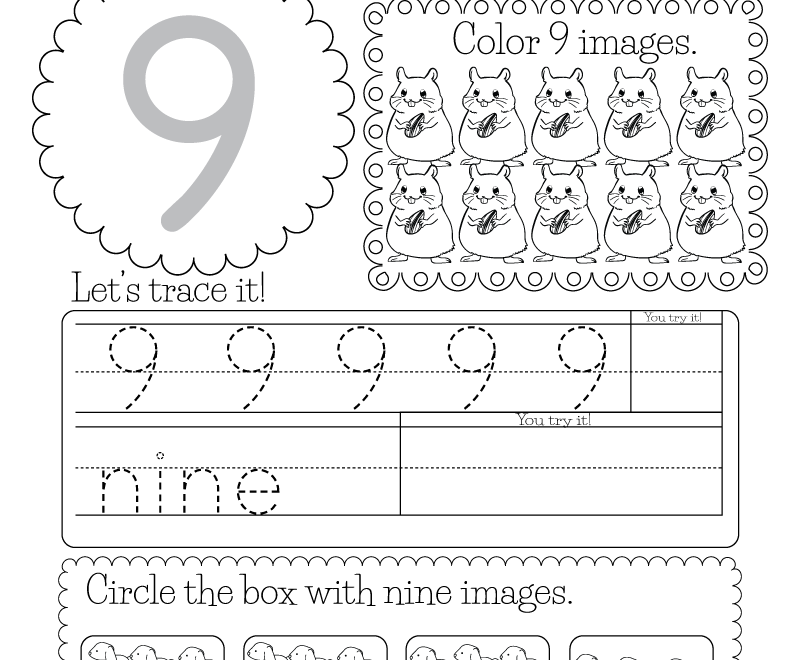 Number Nine Worksheet Printable