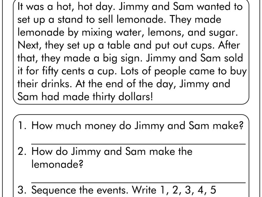 Post First Grade Reading Comprehension Worksheets 2235