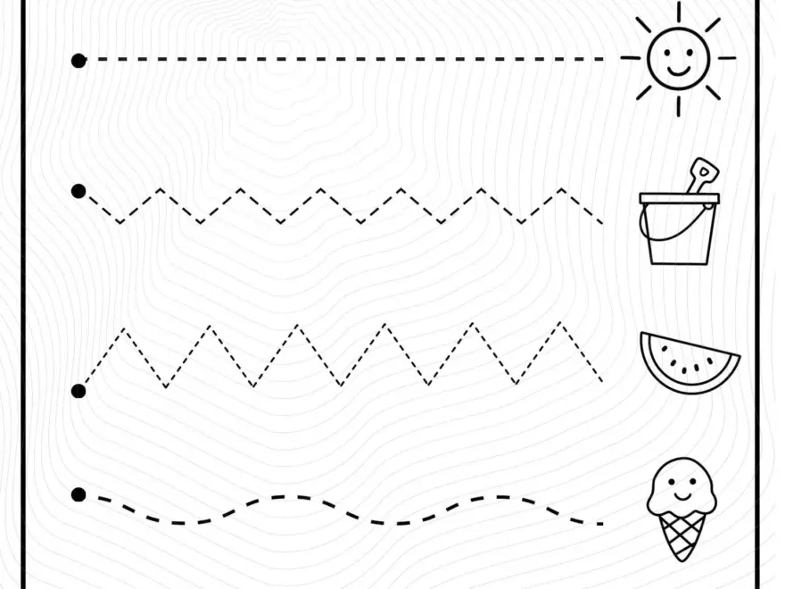 Printable Summer Line Tracing Preschool