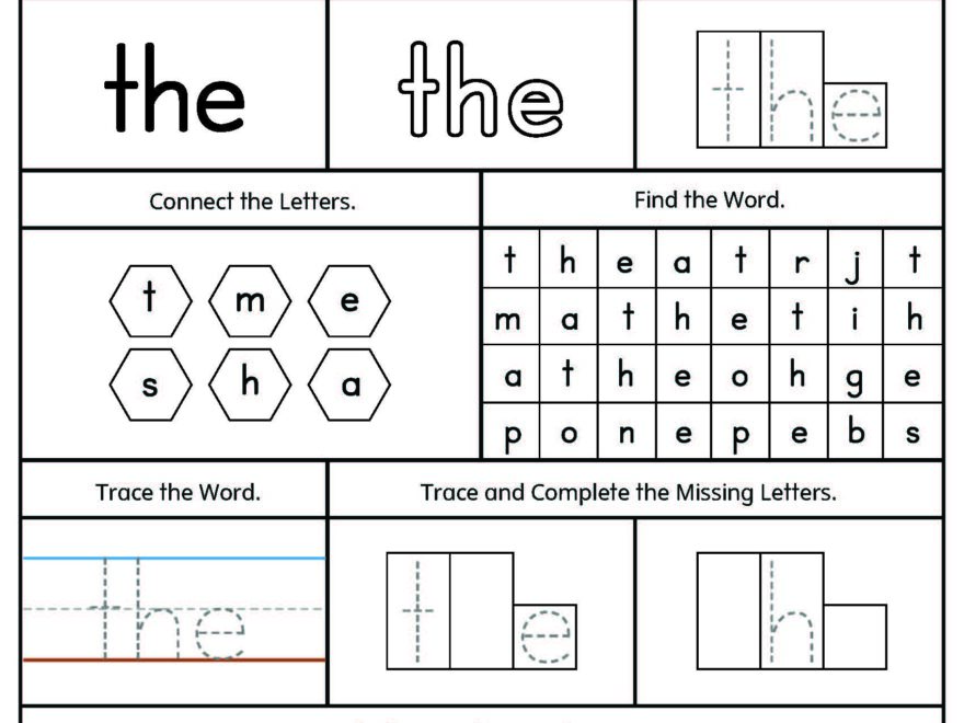 Sight Word THE Printable Worksheet
