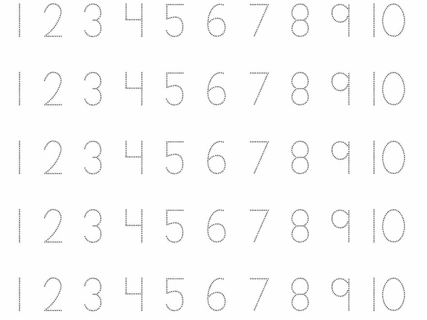 Tracing Numbers 1 10 Worksheets